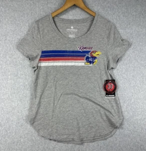 Kansas Jayhawks Colosseum Women's Gray Lightweight Distressed Logo T-Shirt (M) - Picture 1 of 17
