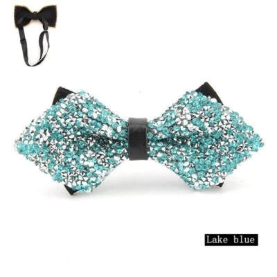 Hombres Diamante Lentejuelas Punta Pajarita Estrás Esmoquin Traje Pre-atado Fiesta Formal Foto 1 de 4