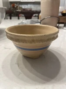McCoy 3 1/4" Art Pottery Vintage Mixing Bowl Cream Blue/pink Striped - Picture 1 of 9