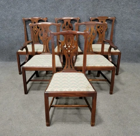 Set Of 6 HENKEL HARRIS Mahogany Dining Room Chairs Model 101 Cover