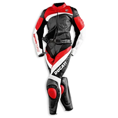 Ducati Hombres Motocicleta Moto Chaqueta Carreras Armadura Genuina Cuero Traje - Imagen 1 de 3