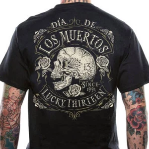 Camiseta Para Hombres Hot Rod Rockabilly Lucky 13 Los Muertos Dead Skull Camiseta De Colección - Imagen 1 de 7