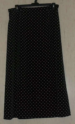 NEW WOMENS Christopher & Banks BLACK W/ WHITE POLKA DOTS LONG SKIRT SIZE 16 - Image 1 of 3