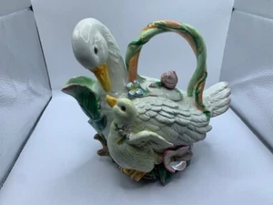 Fitz & Floyd Classics Mother Duck And Duckling Teapot Pitcher Spring Garden - Picture 1 of 4