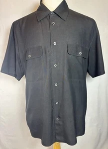 Kazu Men’s 100% Silk Shirt Black Short Sleeve Button Front Med. - Picture 1 of 7