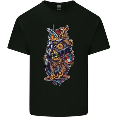 Funny Steampunk Pirate Owl Kids T-Shirt Childrens - Image 1 of 4