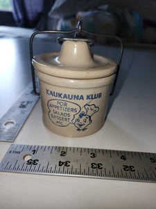 Vintage Kaukauna Klub | Stoneware Cheese Crock | Small | Wire Bail Lid | 3" Tall - Picture 1 of 24