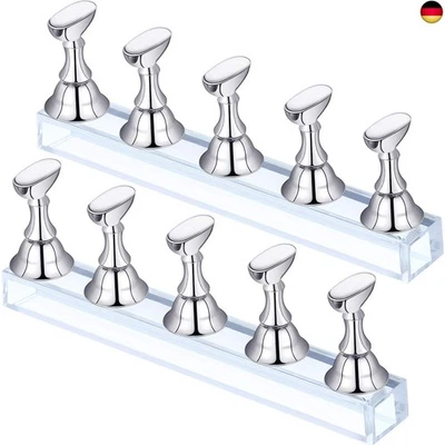 BLULU 2 Sets Acryl Nagel Display Ständer Nagelspitze Übung Halter Magnetischer Nagel Ü