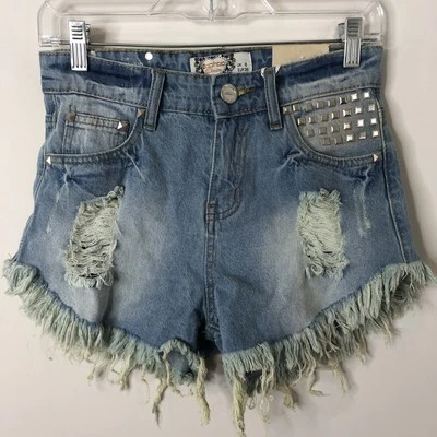 Pantalones calientes Boohoo para mujer Evita corte alto borde deshilachado desgastado talla 4 nuevos con etiquetas Foto 1 de 4