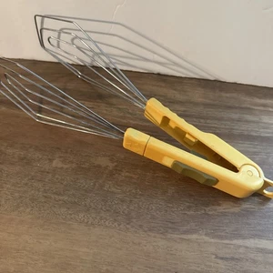 Vintage Easy-Lock Tong Whisk Spatula W/ Yellow Handle - Picture 1 of 8