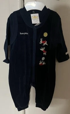 Nuevo RARO VINTAGE BUNNYKINS Conjunto Camisa Mono Pana Azul Marino Foto 1 de 4