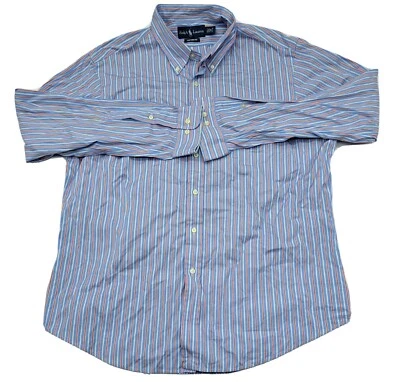 Ralph Lauren Custom Fit Size 34/35 Blue And Pink Stripe Button Long Sleeve Shirt - Image 1 of 4