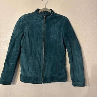RUFF HEWN TEAL SUEDE LEATHER JACKET LADIES-SIZE MEDIUM - Image 1 of 4