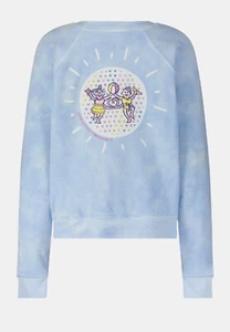 New Roller Rabbit X LoveShackFancy Fun In The Sun Monkey Sweatshirt Blue S - Picture 1 of 4