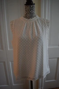 J. Crew White Dotted Sleeveless Blouse- Medium – NWT - $79 - Picture 1 of 7