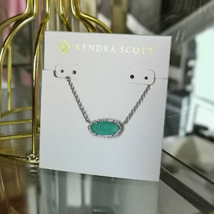 Kendra Scott - ELISA green mint glass pendant silver necklace