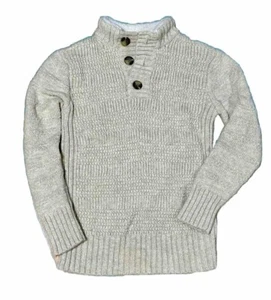 Cat and Jack PULL OVER SWEATER size S 6/7 Tan Mock Turtleneck 3 Button - Picture 1 of 2