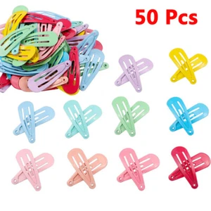 50X Women Girl Kid baby Hair Clips metal Snap Slide Close Hairpin 3cm Mini Clip☋ - Picture 1 of 24