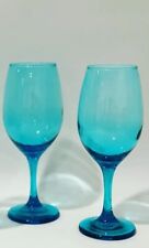 Cristar Rioja Water Wine Goblet Glasses Teal Aquamarine  Set of 2