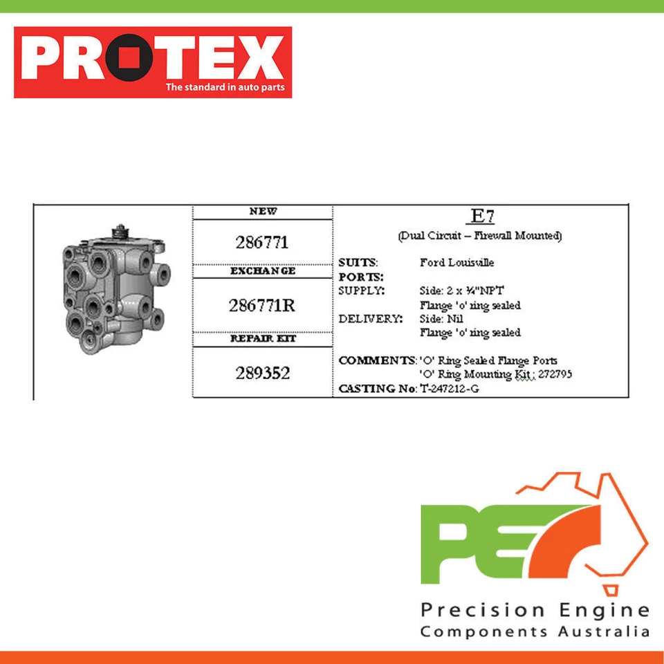 Válvula de pie nueva * PROTEX * para Ford LT9513. Camión 2D tracción trasera pieza # 286771 Foto 1 de 4