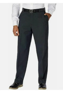 KIRKLAND SIGNATURE MENS NON-IRON COMFORT STRETCH PANTS (BLACK CHECK, 46Wx32L)NWT - Image 1 of 3