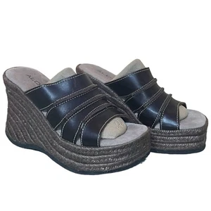 Aldo klobige Plateau Leder Espadrille Sandalen Damen 37 US 6,5 braun Y2K 90er - Bild 1 von 14