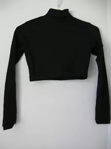 CHASSE Womens Cropped Top LEO Black Small Turtleneck Long Sleeve Back Zipper - Picture 1 of 4
