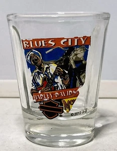 Blues City Harley Davidson Memphis Tennessee Beveled Cut Clear Shot Glass 2012 - Picture 1 of 3