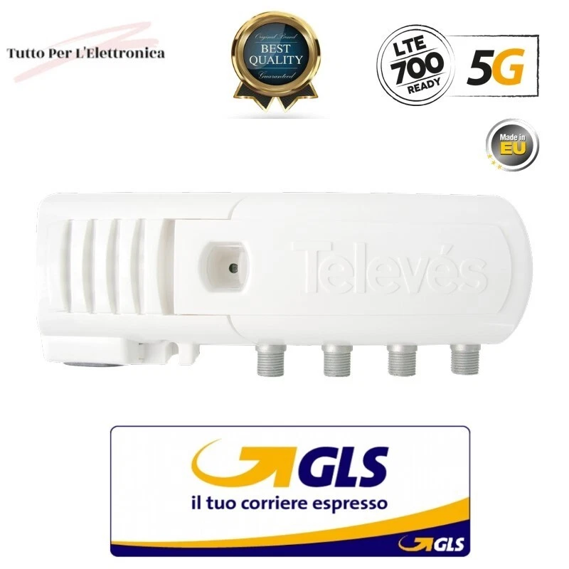 NEW Amplificatore di linea F 5G LTE 20dB 110dBuV V/U 3out (2+TV)  TOP NEW MODELL - Immagine 1 di 1