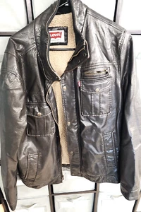 VtgLevi Strauss Men's Polyurethane Unreal Leather Dark Brown Jacket 54163 Size L - Picture 1 of 7