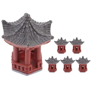 6Pcs Mini Pavilion Statue Miniature Pavilion Figurine Japanese Pagoda Mini - Picture 1 of 12