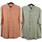 Vintage Grand Isle Orange Green Checkered Short Sleeve Shirts Men Size XL Lot/2