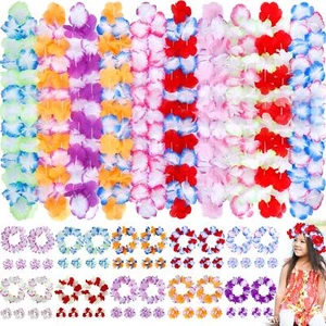 Hawaiian Leis 80Pcs, Hawaiian Party Decorations of Flowers Necklaces, Headban... - Picture 1 of 8