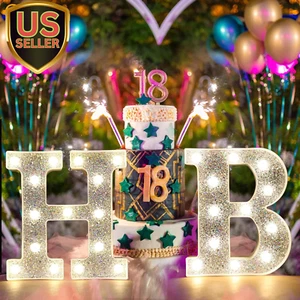 led Marquee Light up Letters, Glitter Alphabet Letter Sign Battery Powered Ni... - Picture 1 of 7