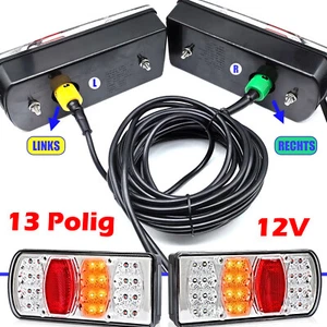 Anhängerbeleuchtung Rückleuchten Beleuchtung Anhänger Set 13 pol. Kabelsatz 5m - Zdjęcie 1 z 13