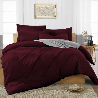 100% Egyptian Cotton 1000 Thread Count Solid Luxury 3 PCs Duvet Set+Flat Sheet - Image 1 of 4