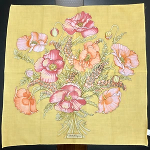 MINT w/Tag Salvatore Ferragamo Handkerchief Cotton 43cm 17in Yellow Flower Poppy - Picture 1 of 9