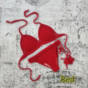 Women‘s Swimwear Hand Crochet Bikini Set tankini Lining top swim trunks 10 Color - Picture 1 of 16