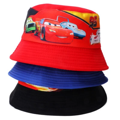 Baby Toddler Cartoon Car Bucket Beach Sun Hat Kids Boy Girl Fisherman Cap Summer - Image 1 of 4