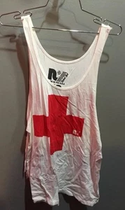 $65 NWT Rebel Yell Brand Solid White Red Cross Graphic Tank Size S - Picture 1 of 3