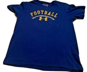 UNDER ARMOUR Boy's Blue Football Short Sleeve Shirt. Size XS USA FREE SHIPPING - Picture 1 of 4