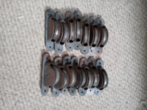 (14) antique cast iron window sash pulleys Cover