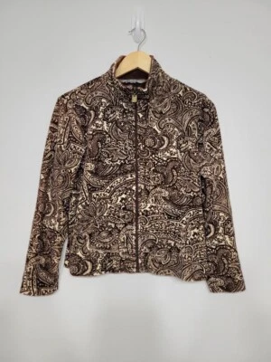 Chaqueta polar Oleg Cassini Sport chocolate cachemira cremallera completa talla pequeña mediana Foto 1 de 4