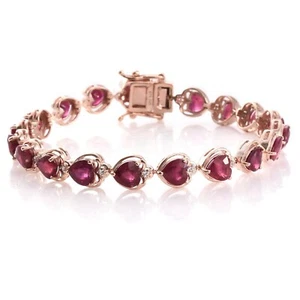 African Ruby With Moissanite Tennis Bracelet in RG Plated Sterling Silver - Picture 1 of 2