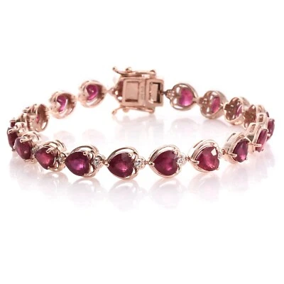 African Ruby With Moissanite Tennis Bracelet in RG Plated Sterling Silver - Image 1 of 2