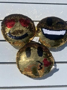 Lot Of 3 Flip Sequin Plush 6" Emoji,Gold/Silver Stuffed Toy Kid Prize Gift Plush - Picture 1 of 4