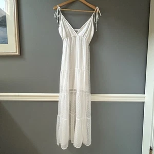 Abercrombie & Fitch Love Struck Swiss Dot Maxi Dress Sheer Babydoll Fairy Bridal - Picture 1 of 13