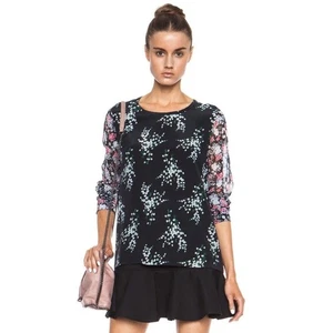 Equipment Liam erhöhte Blüte Seide Blumen transparente Ärmel Bluse Workwear Chic - Bild 1 von 6