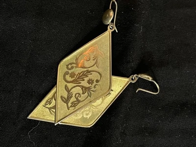 Orecchini Vintage Anni 70 In Argento 835 Bagno Oro - Immagine 1 di 4