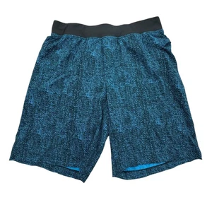 Lululemon Shorts Mens Large Blue Black Lined Running Training Drawstring Stretch - Picture 1 of 8
